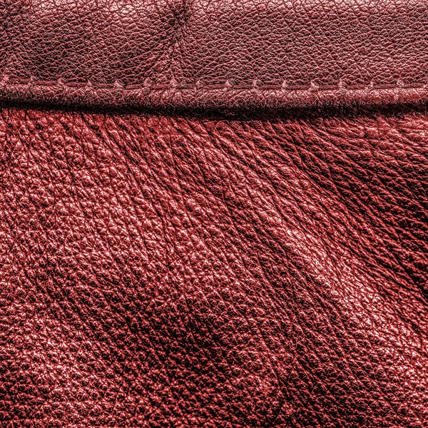Red  leather background, seam — Stock Photo, Image