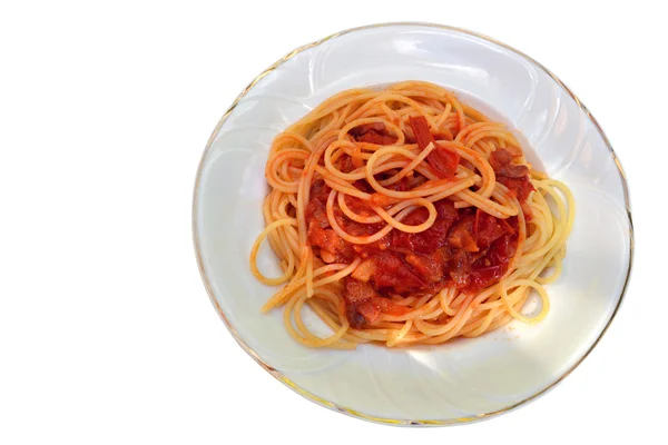 Spagetthi med tomat Källkod — Stockfoto