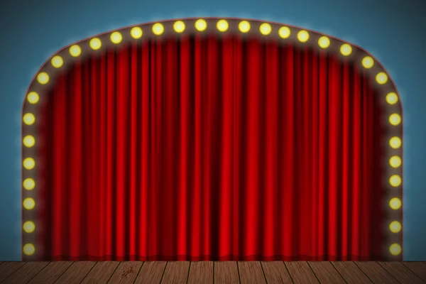 Stage with red curtain — Stock Vector