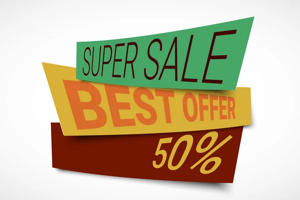 Banner de papel Super Sale — Vector de stock