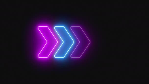 Neon υπογράψει Βέλη Animation του ροζ και μπλε Lights βρόχο — Αρχείο Βίντεο