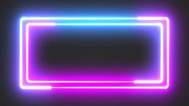 Soyut dikişsiz arka plan mavi mor spektrum döngülü animasyon 4k parlayan neon çizgi Soyut arka plan neon kutu desenli LED projeksiyon teknolojisi