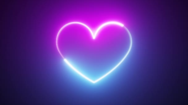 Brillante, colorato Bi colore neon cuore romantico partito sfondo — Video Stock