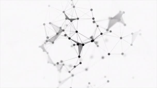 抽象的なプラス黒の移動点と線の幾何学的な形状アニメーションの3Dレンダリング。接続ウェブの概念。デジタル通信技術ネットワークの背景 — ストック動画