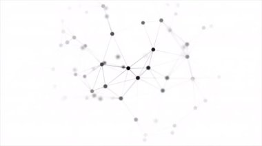 Soyut Plexus siyah hareketli noktaların ve çizgilerin 3 boyutlu canlandırması geometrik şekilleri canlandırır. Bağlantı web konsepti. Dijital, İletişim Teknolojisi Ağı Arkaplanı
