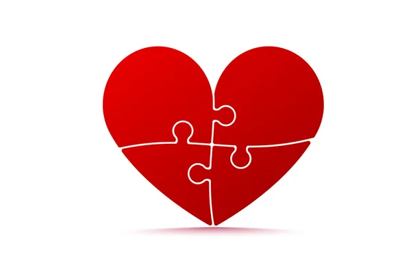 Παζλ πολύχρωμο σχήμα καρδιάς — Διανυσματικό Αρχείο