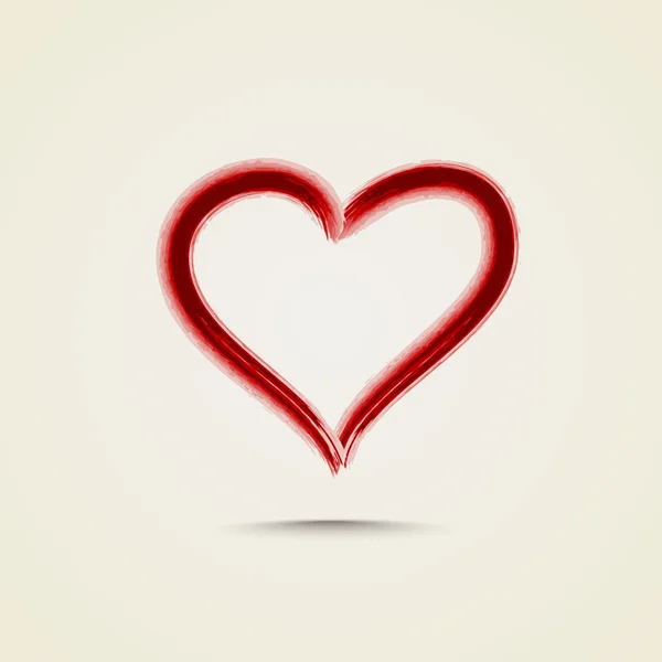 Aquarelle rouge peint coeur — Image vectorielle