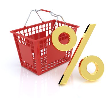 Alışveriş sepeti ile yüzde simgesi