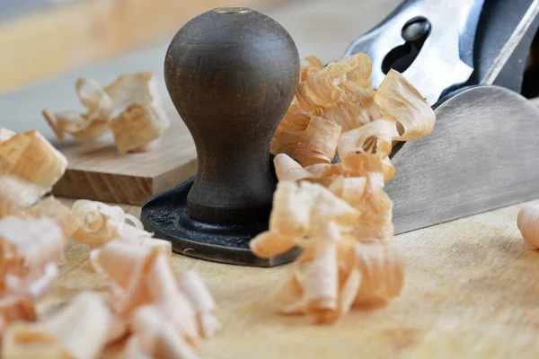 Detail of a Woodworking Workbench — Stock Photo, Image