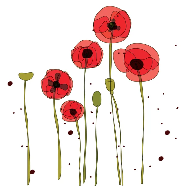 矢量插画的红色罂粟花 — 图库矢量图片