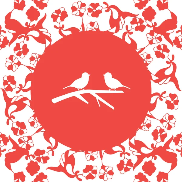 Векторная иллюстрация фон, цветы и птицы — стоковый вектор