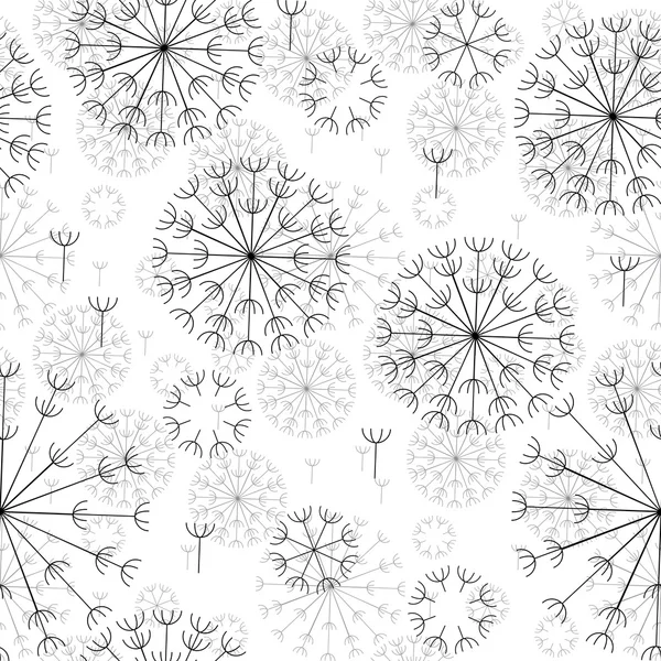 Vector abstracte naadloze zwart-wit patroon van paardebloemen — Stockvector