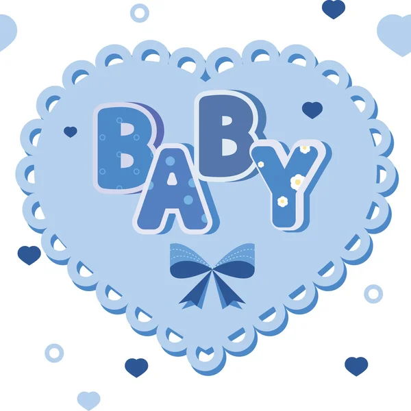 Vector bebé azul banner con corazones — Vector de stock