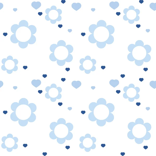 Vector seamless baby pattern flowers and hearts — Stock Vector