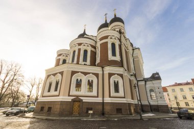 Tallinn, Estonya. Alexander Nevsky Katedrali, bir ortodoks katedrali, gün doğumunda.