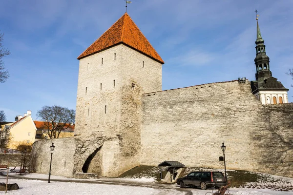 Tallin Estonia Wieża Dziewicza Neitsitorn Wieża Stanowiąca Część Fortyfikacji Murów — Zdjęcie stockowe