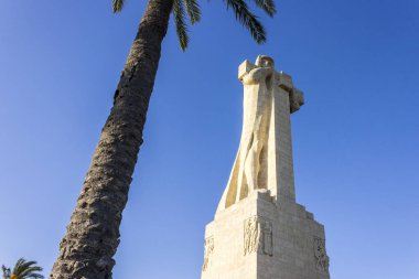Huelva, İspanya. Keşif İnancı Anıtı (Monumento a la Fe Descubridora), Kristof Kolomb anıtı ve Amerika 'nın Keşfi