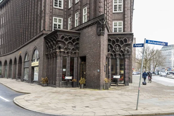 Hamburg Niemcy Chilehaus Chile House Wyjątkowy Przykład Niemieckiego Stylu Ekspresjonizmu — Zdjęcie stockowe