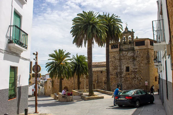 Caceres Spanien Kyrkan Den Gamla Monumentala Staden Ett Världsarv — Stockfoto