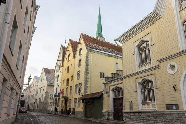 Tallinn Estonia Pikk Street Olaf Church Oleviste Kirik 12Th Century — Stock Photo, Image