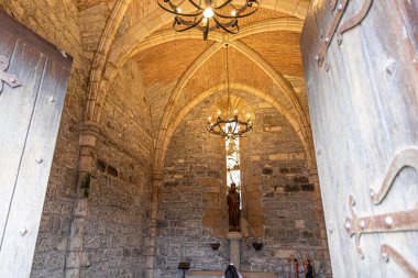 Roncesvalles, İspanya. Aziz James Kilisesi ya da Seyyahların Kilisesi, Navarre 'daki gotik bir tapınak.