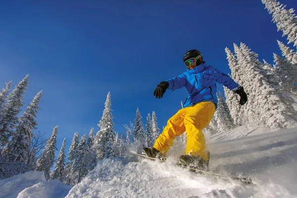 Csinál egy lábujj oldalán snowboardos faragni — Stock Fotó