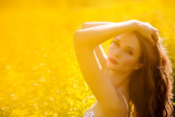 Beauty Sunshine Girl Portrait Happy Woman Smiling — Stock Photo, Image