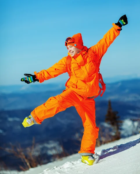 En hälso livsstil bild av unga snowboardåkare — Stockfoto