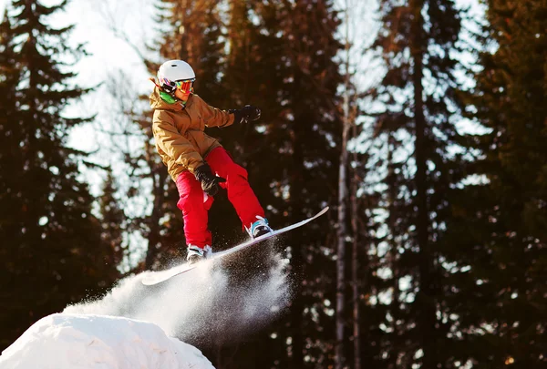 Salto de snowboarder — Fotografia de Stock