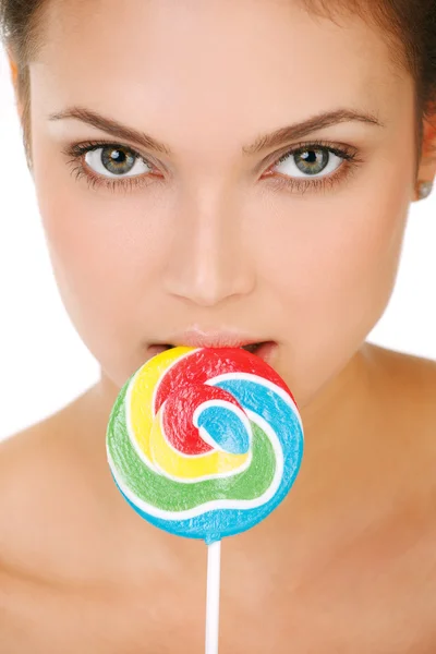 Mode kvinna anläggning lollipop — Stockfoto