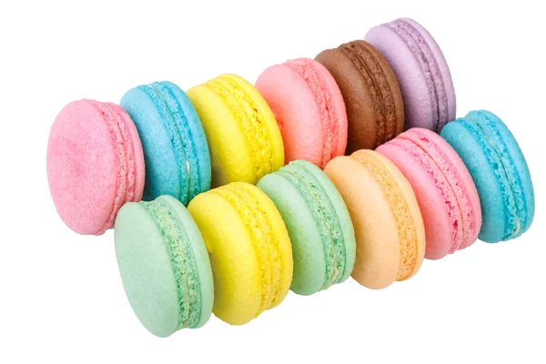 Macaron colorido sobre el fondo blanco — Foto de Stock