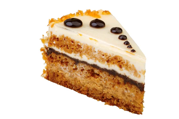 Pièce de gâteau sur fond blanc — Photo