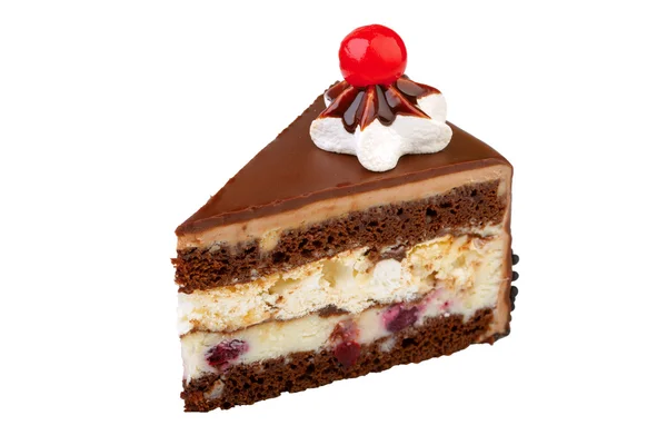 Pedazo de pastel sobre un fondo blanco — Foto de Stock