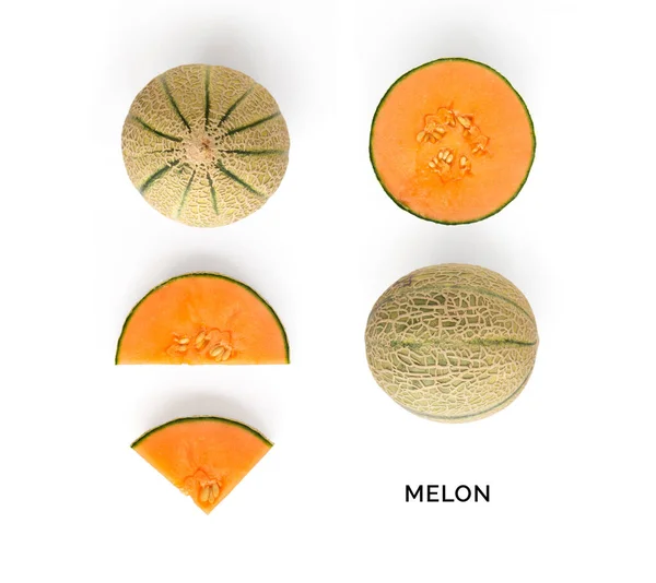 Aménagement Créatif Melon Pose Plate Concept Nourriture Melon Sur Fond — Photo