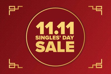 Inscription Singles Day in Chinese language. 11.11. Holiday concept. Template for background, banner, card, poster with text inscription. Vector EPS10 illustration clipart
