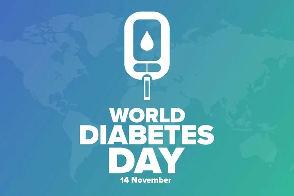 Dia Mundial da Diabetes. 14 de Novembro. Conceito de férias. Modelo para fundo, banner, cartão, cartaz com inscrição de texto. Ilustração do Vector EPS10. —  Vetores de Stock