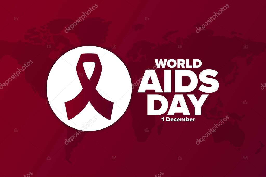 World AIDS Day. 1 December. Holiday concept. Template for background, banner, card, poster with text inscription. Vector EPS10 illustration.