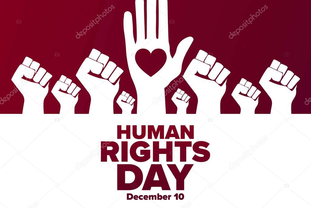 Human Rights Day. December 10. Holiday concept. Template for background, banner, card, poster with text inscription. Vector EPS10 illustration.