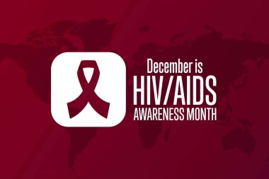 Aralık ayı HIV, AIDS Farkındalığı Ayı. Tatil konsepti. Arkaplan, afiş, kart, yazılı poster şablonu. Vektör EPS10 illüstrasyonu.
