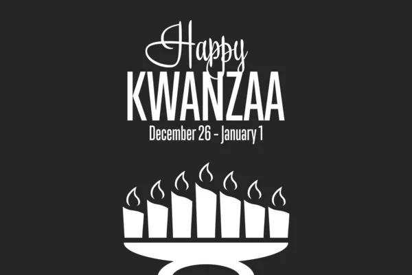 Feliz Kwanzaa. 26 de dezembro até 1 de janeiro. Conceito de férias. Modelo para fundo, banner, cartão, cartaz com inscrição de texto. Ilustração do Vector EPS10. —  Vetores de Stock