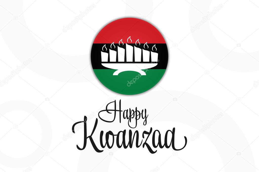 Happy Kwanzaa. December 26 until January 1. Holiday concept. Template for background, banner, card, poster with text inscription. Vector EPS10 illustration.