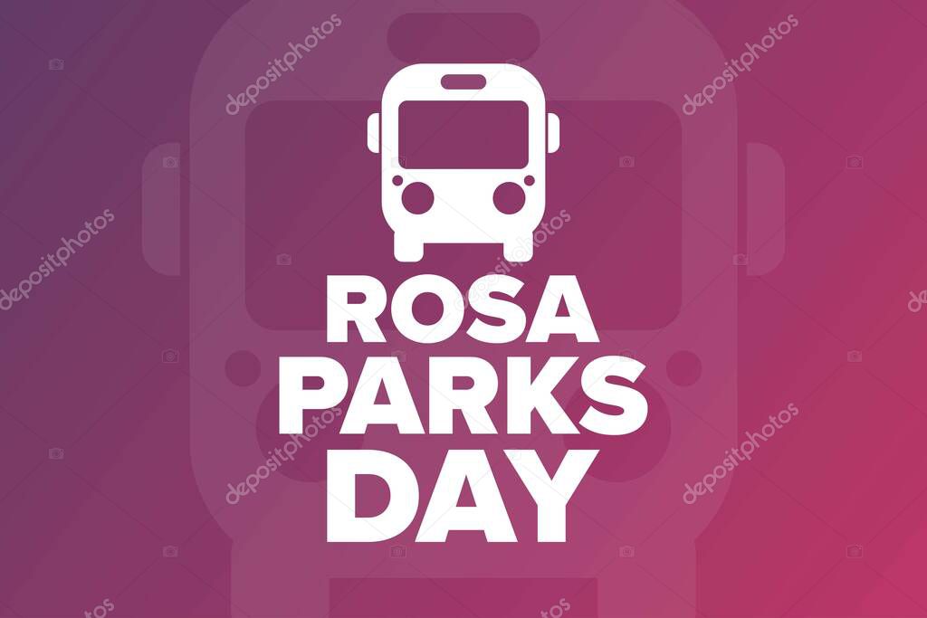 Rosa Parks Day. Holiday concept. Template for background, banner, card, poster with text inscription. Vector EPS10 illustration