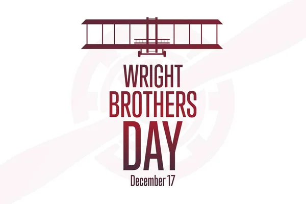 Día de los Hermanos Wright. 17 de diciembre. Concepto de vacaciones. Plantilla para fondo, banner, tarjeta, póster con inscripción de texto. Ilustración del vector EPS10. — Vector de stock