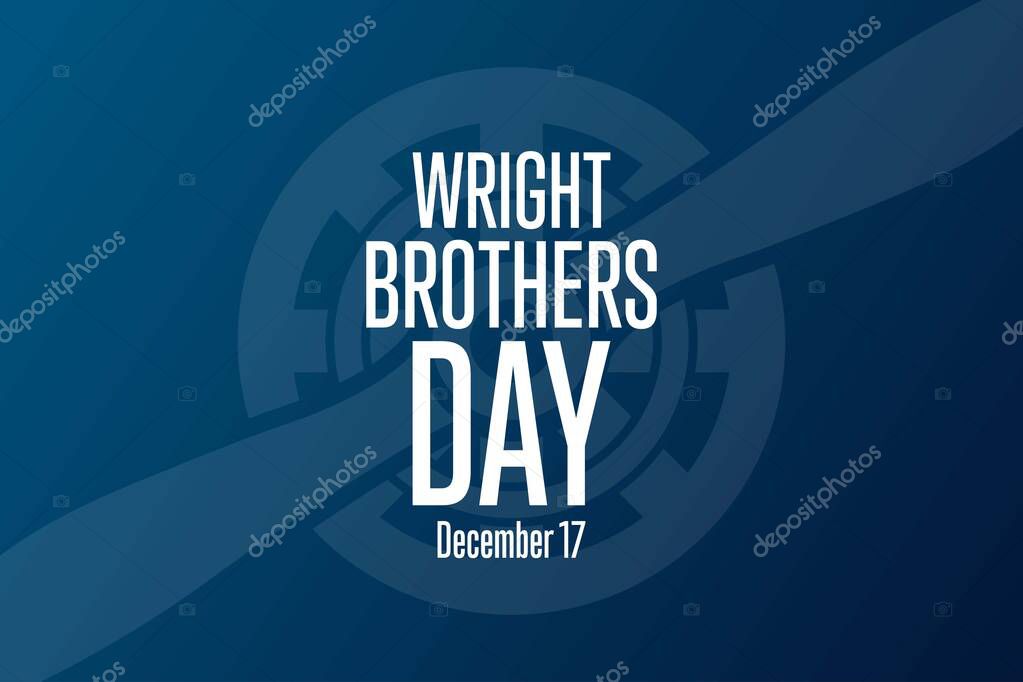 Wright Brothers Day. December 17. Holiday concept. Template for background, banner, card, poster with text inscription. Vector EPS10 illustration