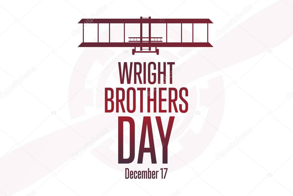 Wright Brothers Day. December 17. Holiday concept. Template for background, banner, card, poster with text inscription. Vector EPS10 illustration