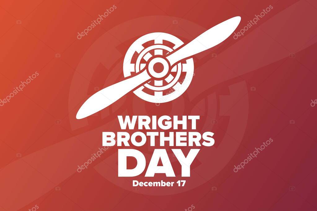 Wright Brothers Day. December 17. Holiday concept. Template for background, banner, card, poster with text inscription. Vector EPS10 illustration