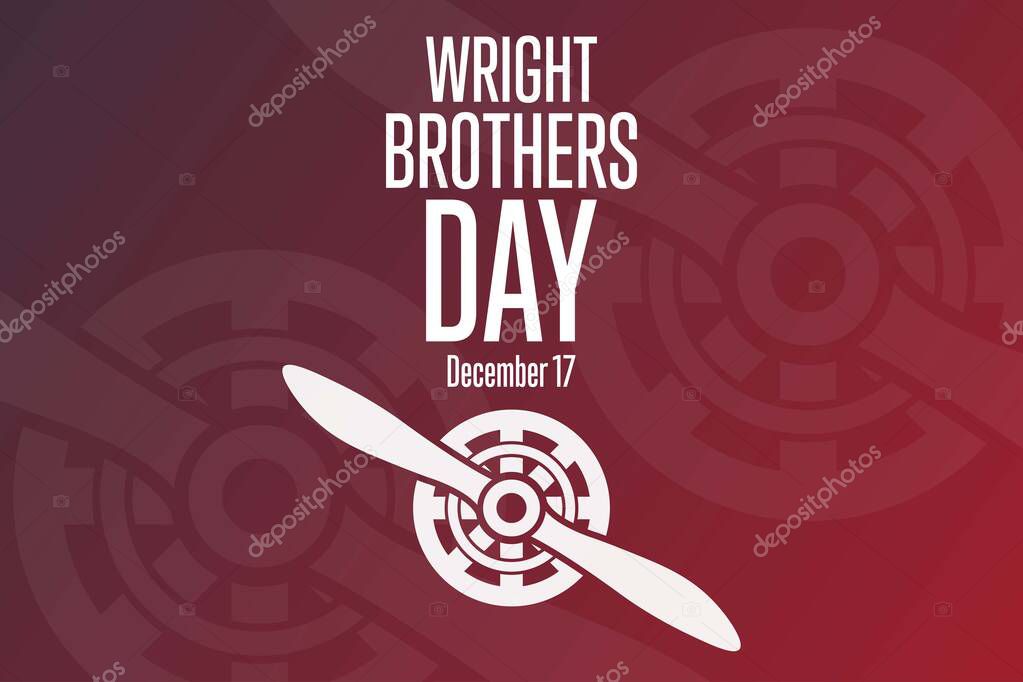 Wright Brothers Day. December 17. Holiday concept. Template for background, banner, card, poster with text inscription. Vector EPS10 illustration
