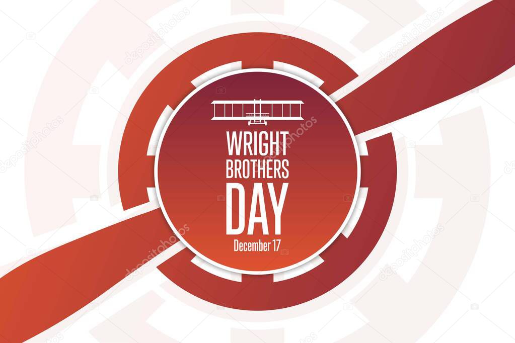 Wright Brothers Day. December 17. Holiday concept. Template for background, banner, card, poster with text inscription. Vector EPS10 illustration