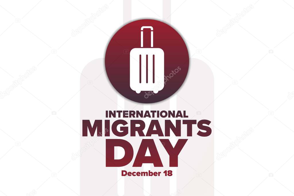 International Migrants Day. December 18. Holiday concept. Template for background, banner, card, poster with text inscription. Vector EPS10 illustration.