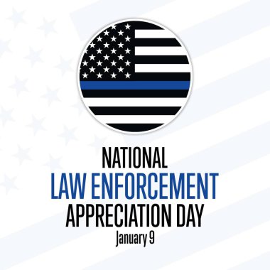 Ulusal Kanun Uygulama Günü L.E.A.D. 9 Ocak. Tatil konsepti. Arkaplan, afiş, kart, yazılı poster şablonu. Vektör EPS10 illüstrasyonu.